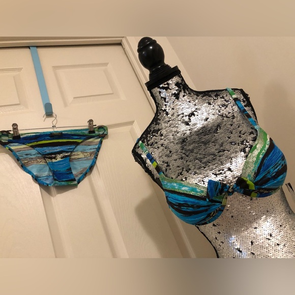 Blue Silver Bikini Set with Black,Turquoise , Green Colours NEW - Picture 4 of 11